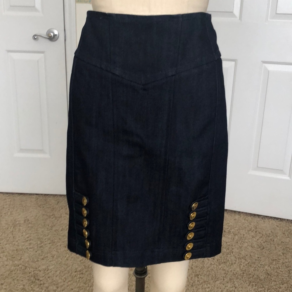 Anthropologie Leifsdottir Nautical Denim Navy Skirt Sz 2 NWOT - Picture 2 of 8